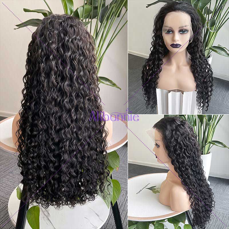 Alibonnie 15A Double Drawn Water Wave Lace Front Wigs Transparent Lace 13x4 Wigs Pre Plucked - Alibonnie