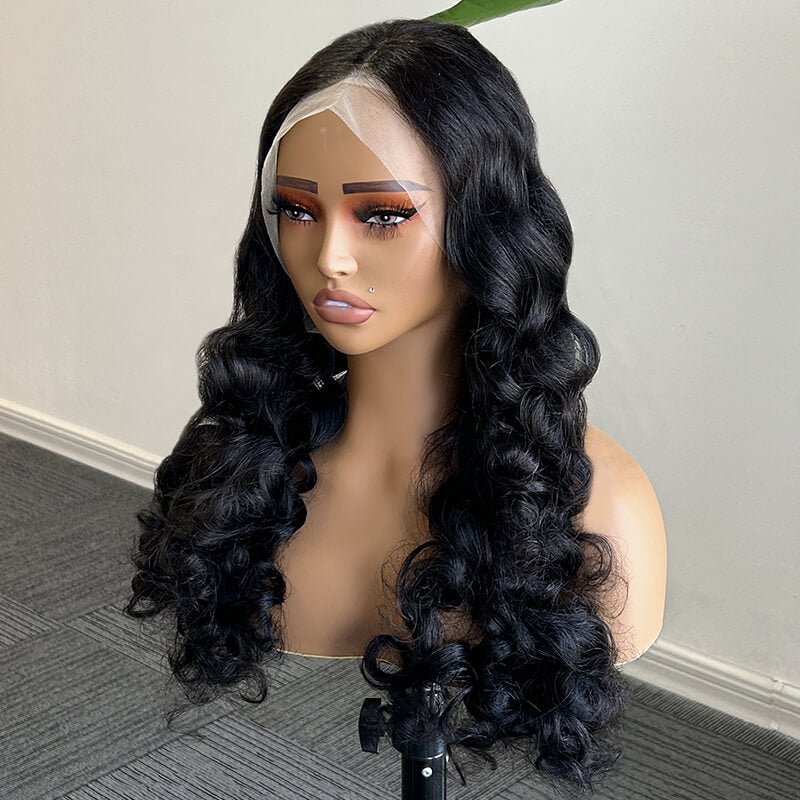 Alibonnie 15A Gorgeous Bouncy Curly Frontal Wigs 13x4 Transparent Lace Natural Black Wigs - Alibonnie