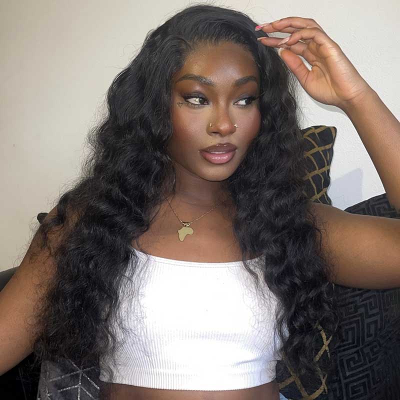 Alibonnie 15A Gorgeous Bouncy Curly Frontal Wigs 13x4 Transparent Lace Natural Black Wigs - Alibonnie