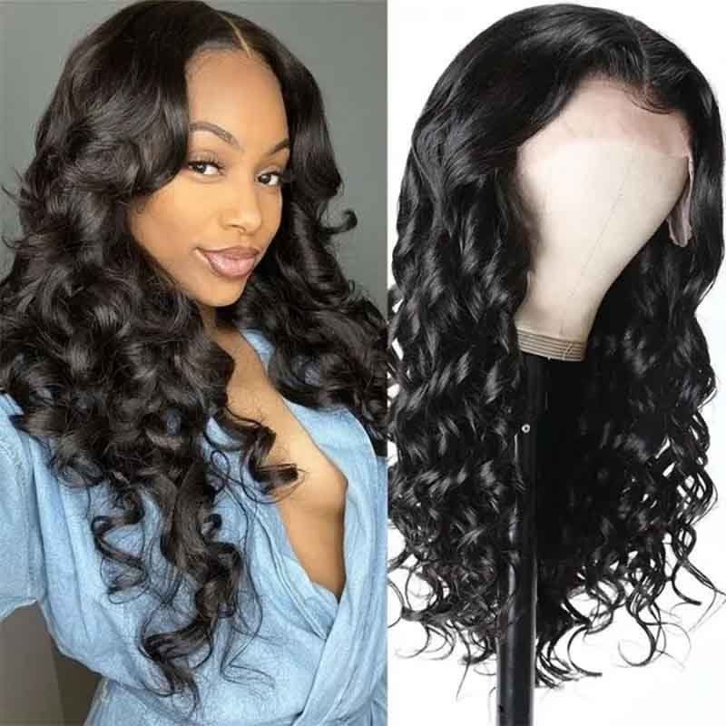 Alibonnie 15A Gorgeous Bouncy Curly Frontal Wigs 13x4 Transparent Lace Natural Black Wigs - Alibonnie