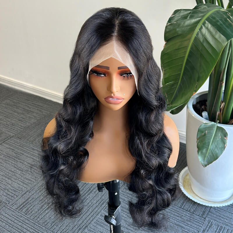 Alibonnie 15A Gorgeous Bouncy Curly Frontal Wigs 13x4 Transparent Lace Natural Black Wigs - Alibonnie