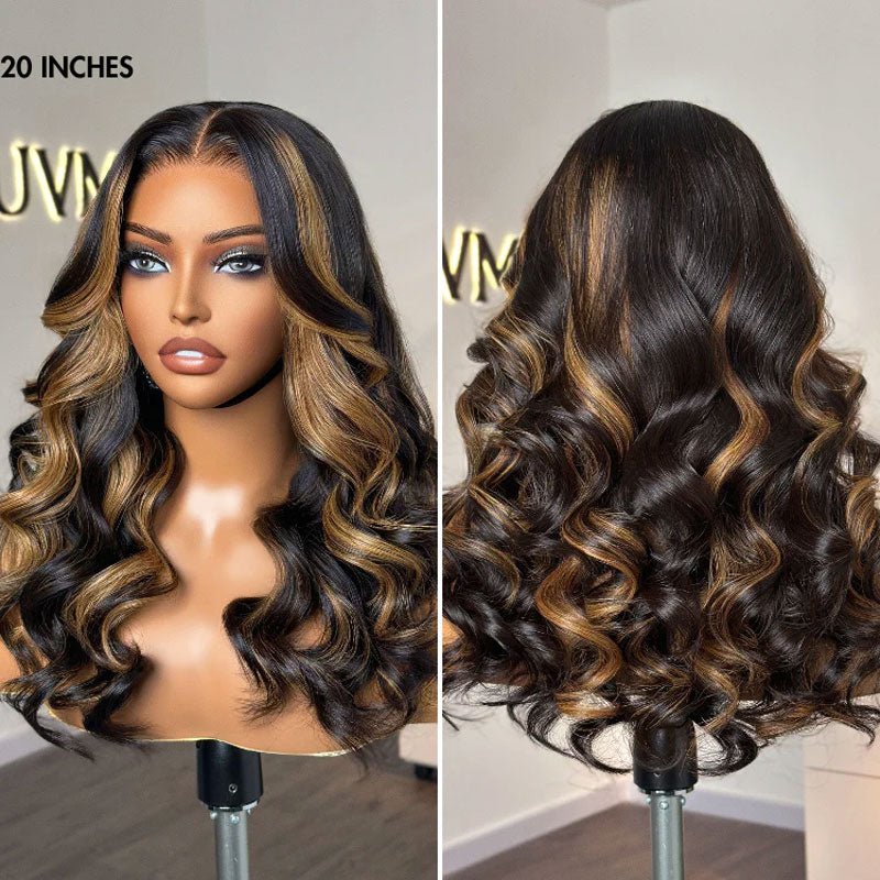 Alibonnie 1B/27 Highlights Body Wave Wig Wear And Go Pre Plucked 5x5 Transparent Lace Wig - Alibonnie