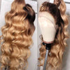 Alibonnie 1B/27 Honey Blonde Body Wave Full Lace Wigs Ombre Color Transparent Lace Wigs 180% Density - Alibonnie