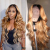 Alibonnie 1B/27 Honey Blonde Body Wave Full Lace Wigs Ombre Color Transparent Lace Wigs 180% Density - Alibonnie