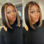 Alibonnie 1B/27 Skunk Stripe Bob Straight Wigs Human Hair 4x4 13x4 Lace Highlight Wigs - Alibonnie