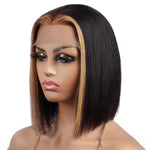 Alibonnie 1B/27 Skunk Stripe Bob Straight Wigs Human Hair 4x4 13x4 Lace Highlight Wigs - Alibonnie