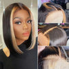 Alibonnie 1B/27 Skunk Stripe Bob Straight Wigs Human Hair 4x4 13x4 Lace Highlight Wigs - Alibonnie