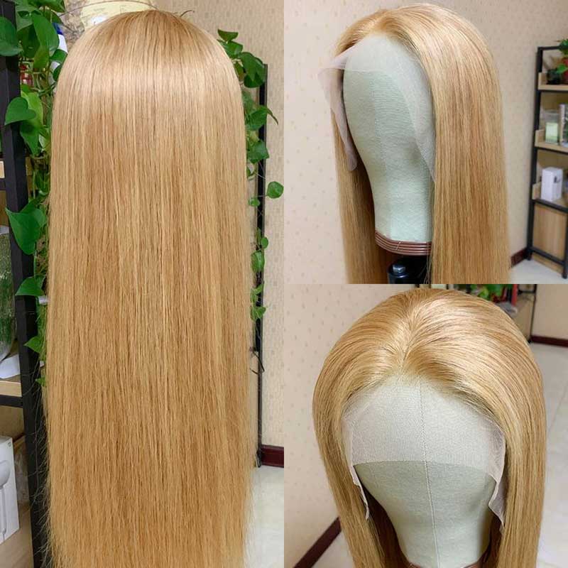 Alibonnie #27 Honey Blonde 360 Transparent Lace Straight Wigs Pre Plucked Human Hair Wigs - Alibonnie