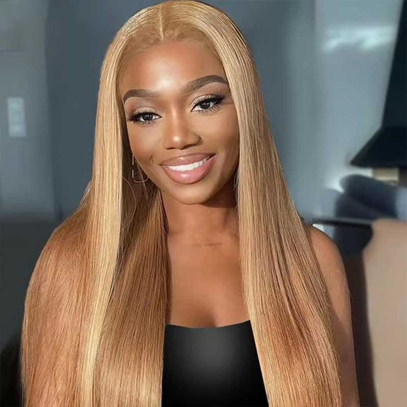 Alibonnie #27 Honey Blonde 360 Transparent Lace Straight Wigs Pre Plucked Human Hair Wigs - Alibonnie