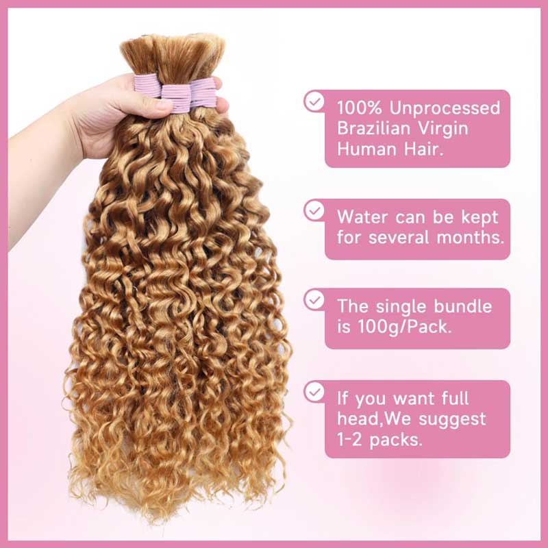 Alibonnie #27 Honey Blonde Bulk Human Braiding Hair Water Wave One Bundle - Alibonnie