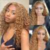 Alibonnie #27 Honey Blonde Color Water Wave 13×4 Transparent Lace Front Wig Pre Plucked - Alibonnie