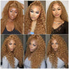 Alibonnie #27 Honey Blonde Color Water Wave 13×4 Transparent Lace Front Wig Pre Plucked - Alibonnie