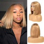 Alibonnie #27 Honey Blonde Short Straight Bob 4x4/13x4 Lace Wig Human Hair Wig For Women - Alibonnie