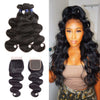 Alibonnie 3 Bundles With 4x4 Transparent Lace Closure Body Wave Human Hair - Alibonnie