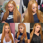 Alibonnie #30 Full Lace Straight Wigs Auburn Hair Color Human Hair Wigs Pre Plucked 180% Density - Alibonnie