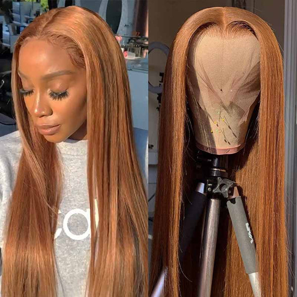 Alibonnie #30 Full Lace Straight Wigs Auburn Hair Color 