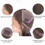 Alibonnie #30 Full Lace Straight Wigs Auburn Hair Color Human Hair Wigs Pre Plucked 180% Density - Alibonnie