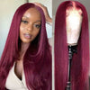Alibonnie 360 Transparent Lace Front Burgundy Layered Cut Straight Wigs 99J Colored Human Hair Wigs - Alibonnie