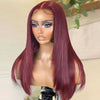Alibonnie 360 Transparent Lace Front Burgundy Layered Cut Straight Wigs 99J Colored Human Hair Wigs - Alibonnie