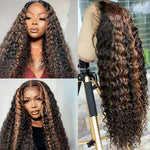 Alibonnie 360 Transparent Lace Wigs 1B/30 Highlight Deep Wave Wigs Human Hair Wigs - Alibonnie