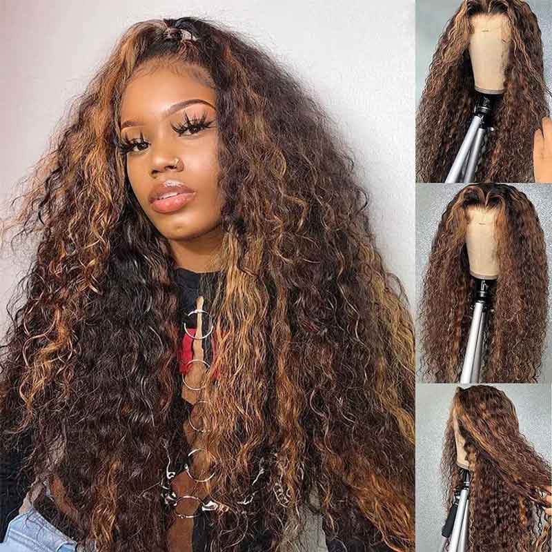 Alibonnie 360 Transparent Lace Wigs 1B/30 Highlight Deep Wave Wigs Human Hair Wigs - Alibonnie