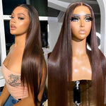 Alibonnie #4 Dark Brown 360 Transprent Lace Straight Wig Pre Plucked Human Hair Wigs - Alibonnie