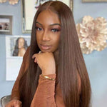 Alibonnie #4 Dark Brown Colored Full Lace Wigs Straight Hair Chocolate Brown Wigs 180% Density - Alibonnie