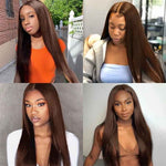 Alibonnie #4 Dark Brown Colored Full Lace Wigs Straight Hair Chocolate Brown Wigs 180% Density - Alibonnie
