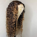 Alibonnie 4/27 Deep Curly Lace Front Wigs 13x4 Transparent Lace Wigs With Blonde Highlights - Alibonnie