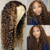 Alibonnie 4/27 Deep Curly Lace Front Wigs 13x4 Transparent Lace Wigs With Blonde Highlights - Alibonnie