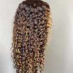 Alibonnie 4/27 Deep Curly Lace Front Wigs 13x4 Transparent Lace Wigs With Blonde Highlights - Alibonnie