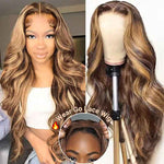 Alibonnie 4/27 Honey Blonde Highlight Body Wave Wig 5x8 Pre Cut Lace Wigs Glueless Wigs With Bleached Knots - Alibonnie