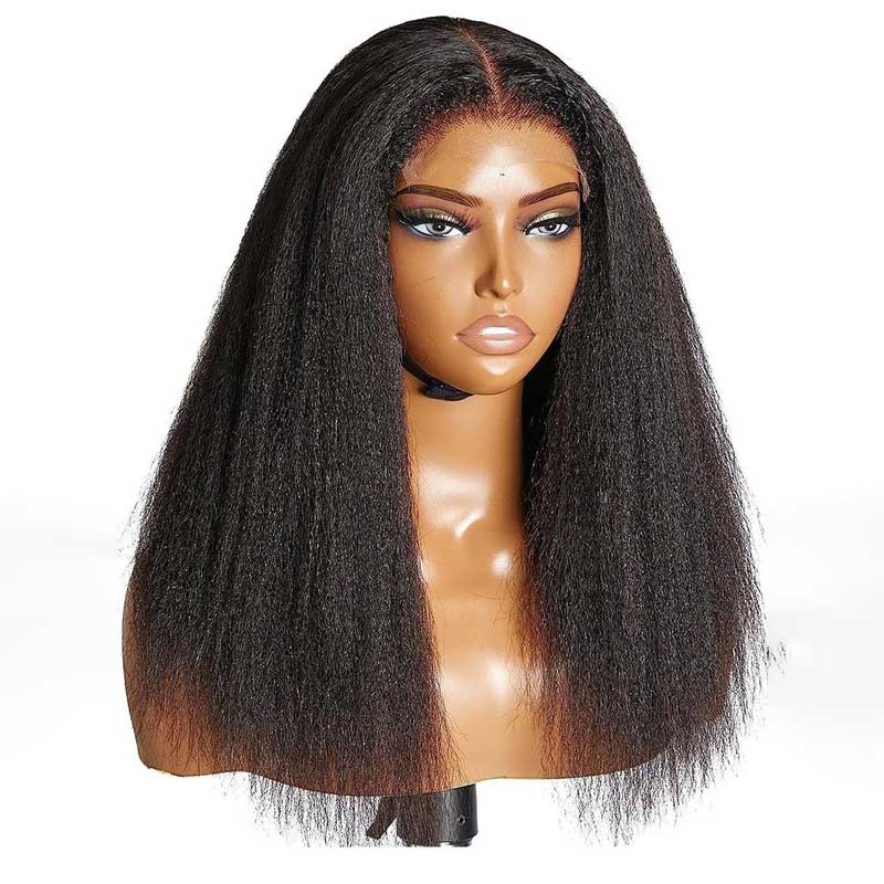 Alibonnie 4C Edge Hairline Kinky Straight 5x5 Glueless Wigs Human Hair Wigs With Curly Baby Hair - Alibonnie