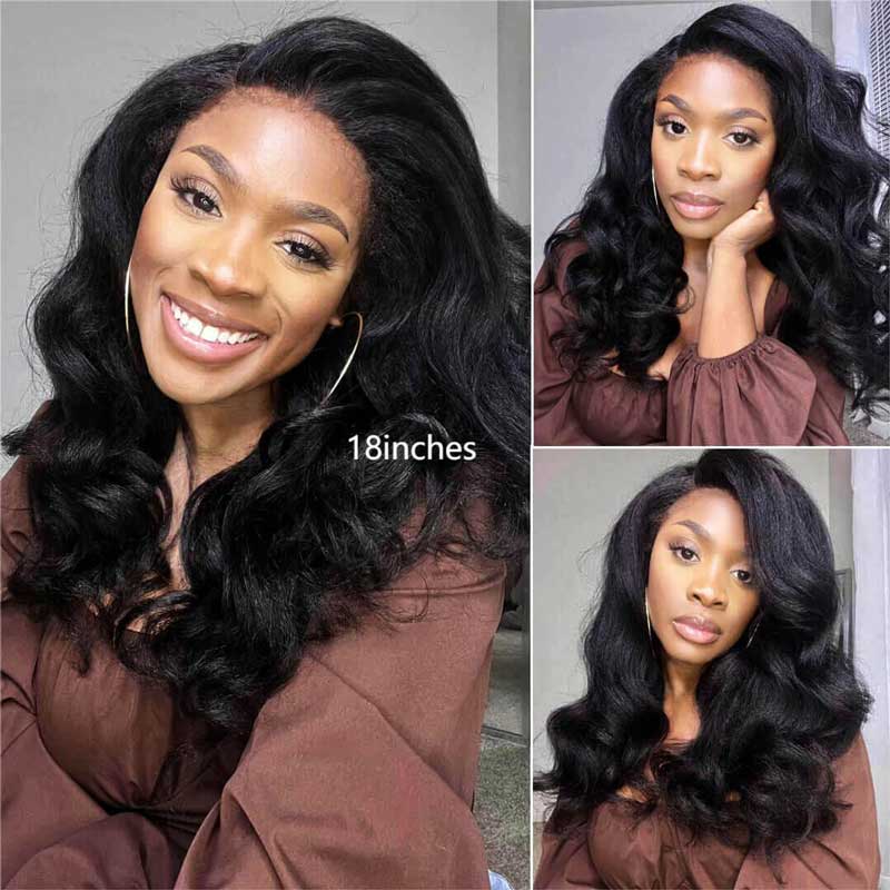 Alibonnie 4C Edges 360 Lace Wigs Realistic Hairline Body Wave Wigs With Kinky Baby Hair Edges - Alibonnie