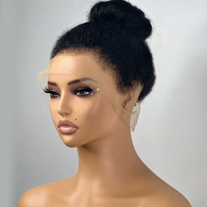 Alibonnie 4C Edges Kinky Straight Wigs 360 Transparent Lace Wigs With Curly Baby Hairline - Alibonnie