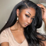 Alibonnie 4C Textured Hairline Wig Yaki Straight Transparent Lace Wig 13x4 Lace Front Wigs Kinky Straight Wig With Kinky Edges - Alibonnie