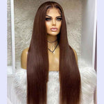 Alibonnie #4Color Dark Brown 13x4 Front Lace Straight Wig Pre Plucked Human Hair Wig - Alibonnie