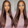 Alibonnie #4Color Dark Brown 13x4 Front Lace Straight Wig Pre Plucked Human Hair Wig - Alibonnie