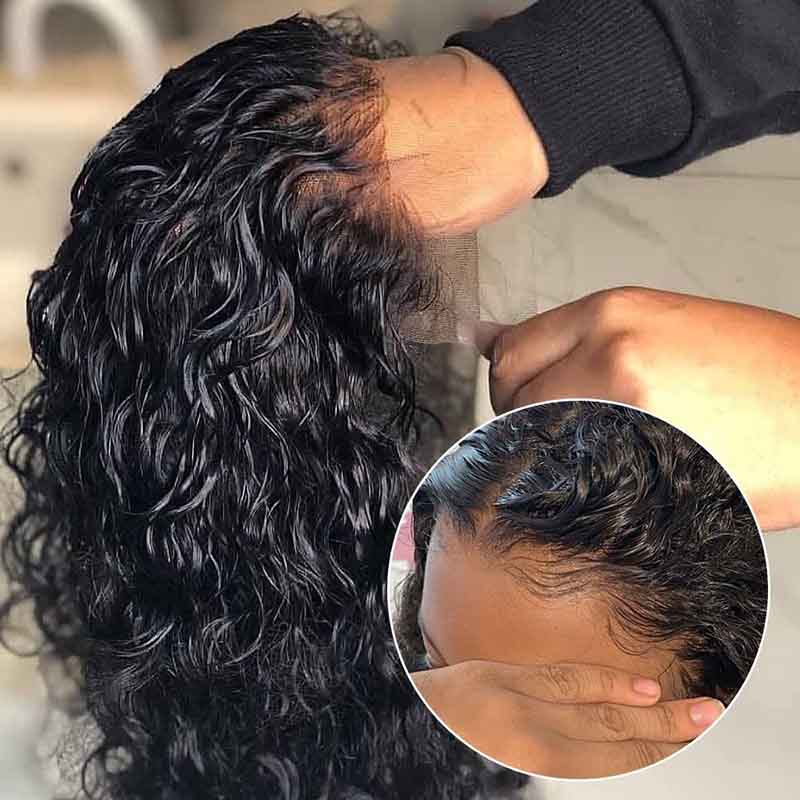 Alibonnie 4x4 Lace Closure Wigs Short Bob Water Wave Human Hair Wigs 180% Density - Alibonnie