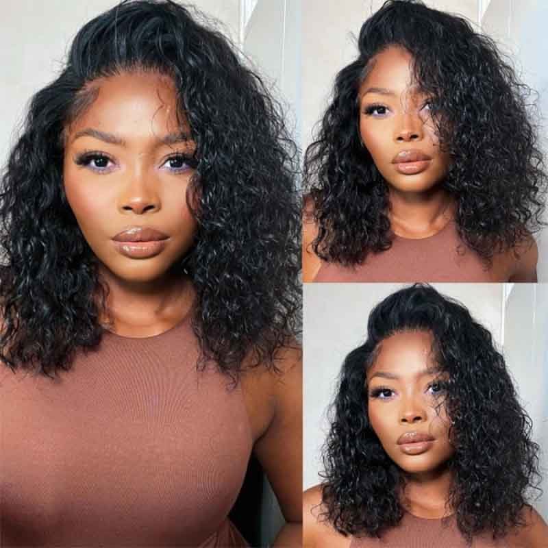 Alibonnie 4x4 Lace Closure Wigs Short Bob Water Wave Human Hair Wigs 180% Density - Alibonnie