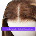 Alibonnie 4x6 Lace Closure Glueless Wigs 4/27 Highlight Silky Straight Wigs Pre Cut Lace With Bleached Knots - Alibonnie