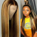 Alibonnie 4x6 Lace Closure Glueless Wigs 4/27 Highlight Silky Straight Wigs Pre Cut Lace With Bleached Knots - Alibonnie