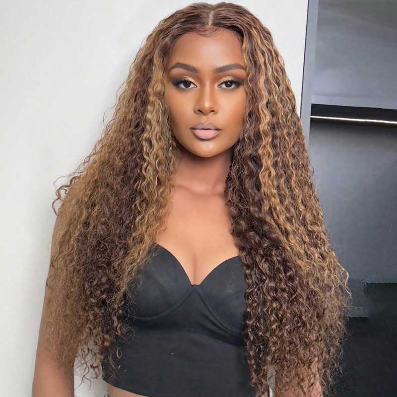 Alibonnie 4x6 Pre Cut Lace Closure Wigs Wear & Go 4/27 Highlight Water Wave Wigs With Bleached Knots - Alibonnie