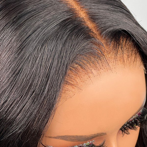 Alibonnie 4x6 Wear And Go Glueless Bob Wigs 180% Density Straight Human Hair With Pre Cut Lace - Alibonnie