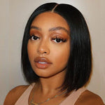 Alibonnie 4x6 Wear And Go Glueless Bob Wigs 180% Density Straight Human Hair With Pre Cut Lace - Alibonnie