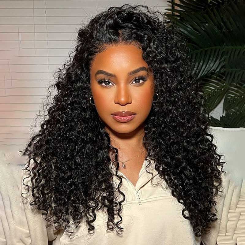 Alibonnie 5x8 Glueless Jerry Curly Wigs Pre Cut Lace Closure Wigs Pre Plucked & Bleached Knots - Alibonnie