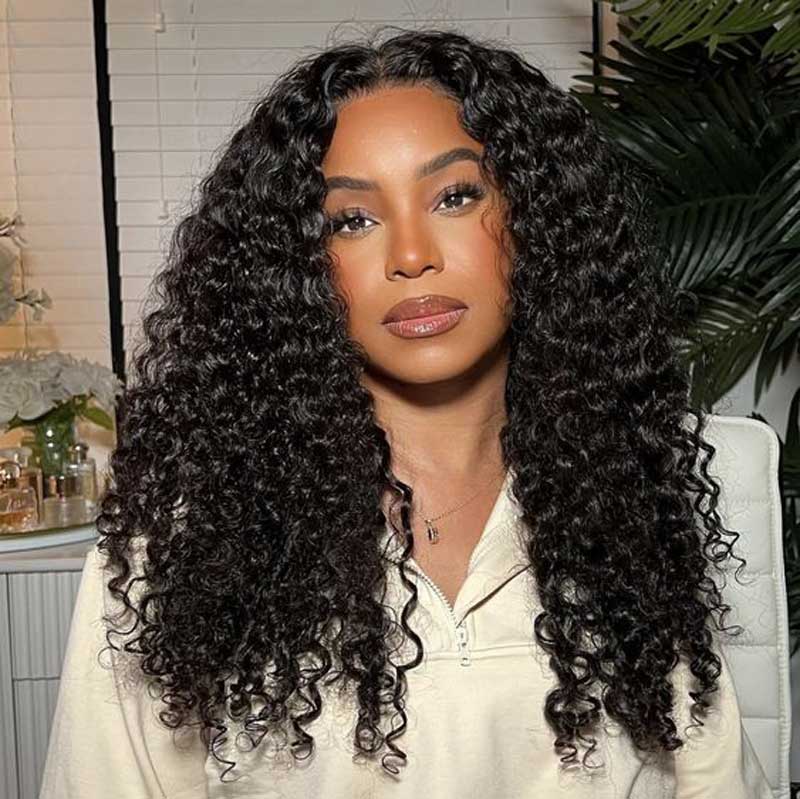 Alibonnie 5x8 Glueless Jerry Curly Wigs Pre Cut Lace Closure Wigs Pre Plucked & Bleached Knots - Alibonnie