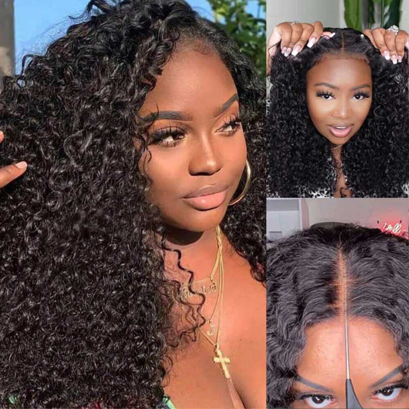 Alibonnie 5x8 Glueless Jerry Curly Wigs Pre Cut Lace Closure Wigs Pre Plucked & Bleached Knots - Alibonnie