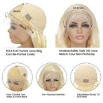 Alibonnie #613 Blonde Curtain Bangs Body Wave Wig Pre Plucked 13x4 Transparent Lace Human Hair Wigs - Alibonnie