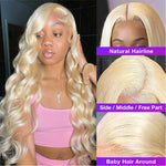 Alibonnie 613 Blonde Lace Front Wigs Body Wave Human Hair 13x6 Frontal Wigs Pre-plucked Hairline - Alibonnie